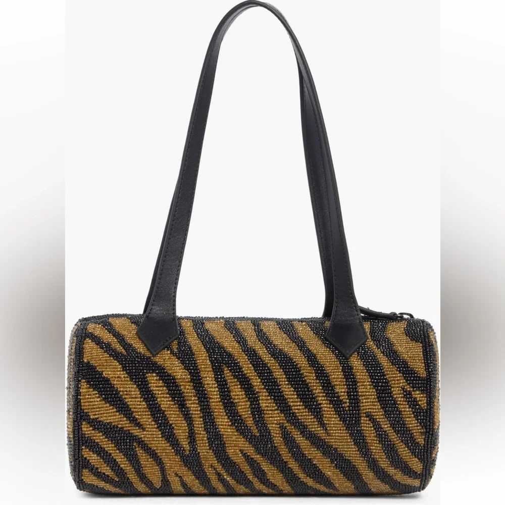 NWT & Dustbag REFORMATION CYLINDER BEADED SHOULDER BAG in black/bronze - Picture 6 of 11